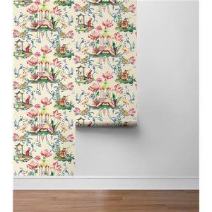 Peel and Stick Chinoiserie Wallpaper Vinyl, 30.75 Sq Ft Coverage